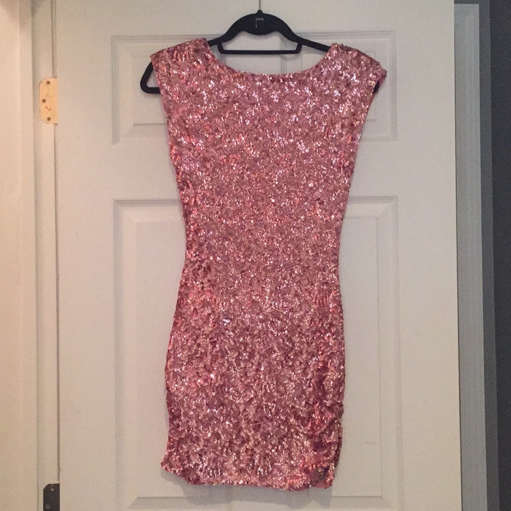 Alice and Olivia pink sequin mini dress